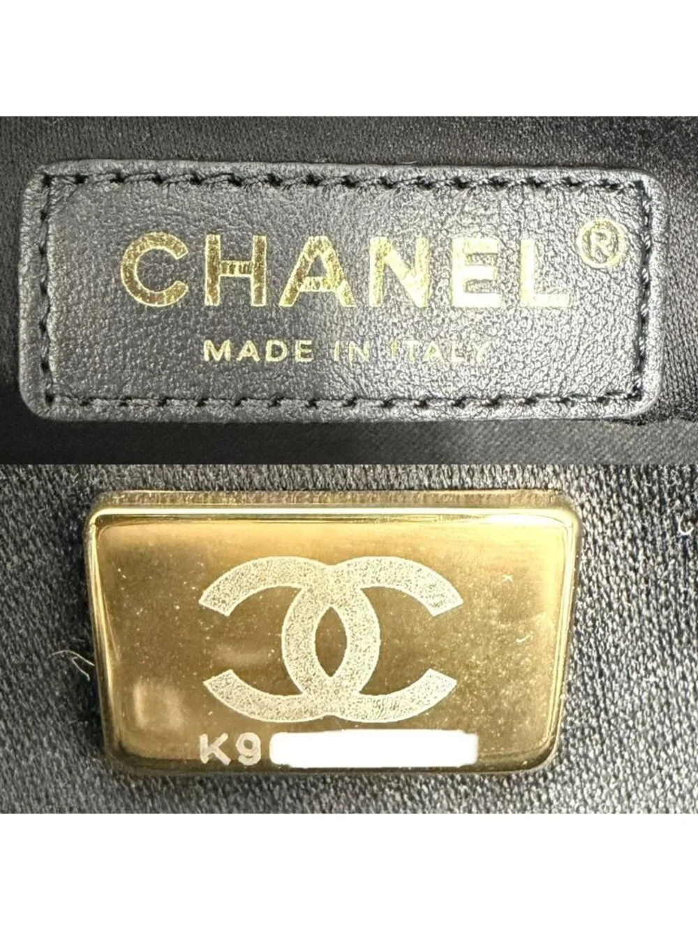 Chanel Handbag Small Shopping Bag CC Logo Turnlock Leather Black Gold